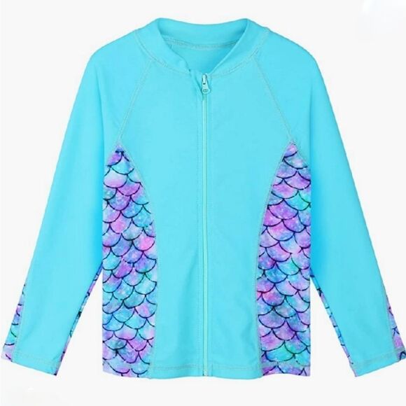 NWT Girls Swimsuit SPF UPF 50+ UV 3PCS Zip Up Rash Guard Swimwear & Tankini - Picture 2 of 5